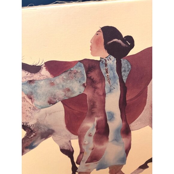 Carol Grigg Canvas Print Holding Down Windrunner Cherokee Artist Signed 38"x26" - Picture 6 of 9